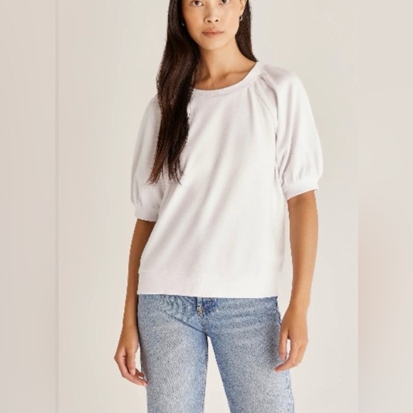 Z Supply Tops - Z SUPPLY GIANNA TERRY TEE - WHITE size x-Small XS